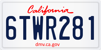 CA license plate 6TWR281