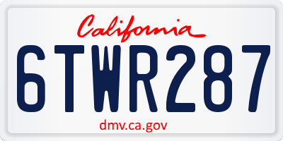 CA license plate 6TWR287