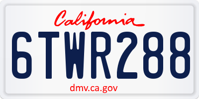 CA license plate 6TWR288