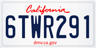 CA license plate 6TWR291