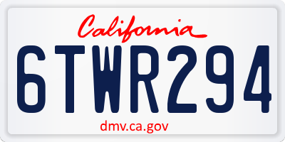 CA license plate 6TWR294