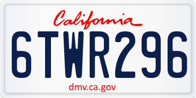 CA license plate 6TWR296