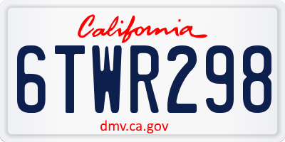 CA license plate 6TWR298