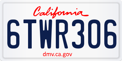 CA license plate 6TWR306