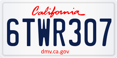 CA license plate 6TWR307