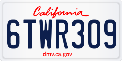 CA license plate 6TWR309