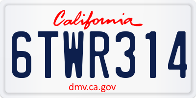 CA license plate 6TWR314