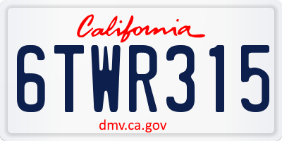 CA license plate 6TWR315