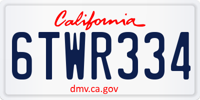 CA license plate 6TWR334
