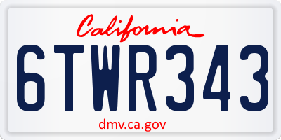 CA license plate 6TWR343