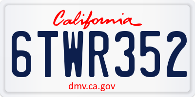 CA license plate 6TWR352