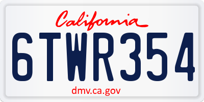 CA license plate 6TWR354