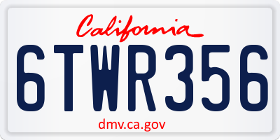 CA license plate 6TWR356