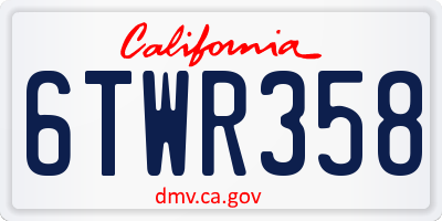 CA license plate 6TWR358