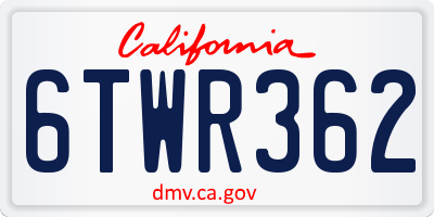 CA license plate 6TWR362