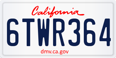 CA license plate 6TWR364
