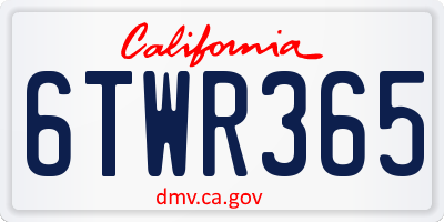 CA license plate 6TWR365