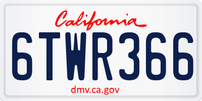 CA license plate 6TWR366