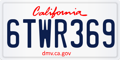 CA license plate 6TWR369