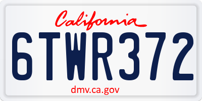 CA license plate 6TWR372