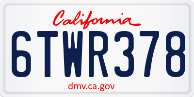 CA license plate 6TWR378