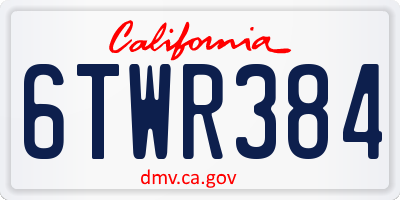 CA license plate 6TWR384