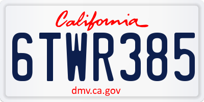 CA license plate 6TWR385