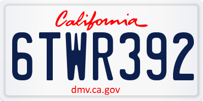 CA license plate 6TWR392