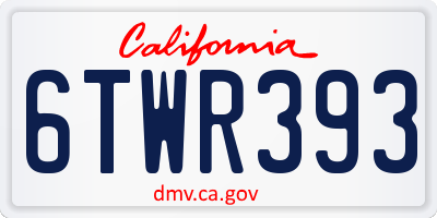 CA license plate 6TWR393