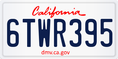 CA license plate 6TWR395