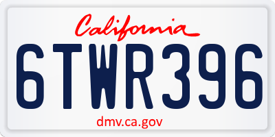 CA license plate 6TWR396