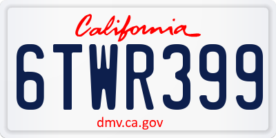 CA license plate 6TWR399