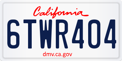 CA license plate 6TWR404