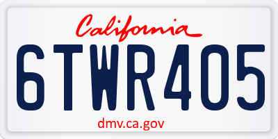 CA license plate 6TWR405