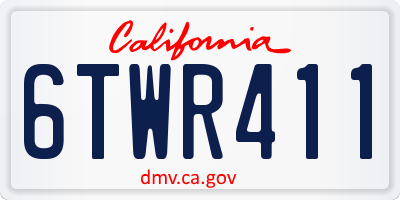 CA license plate 6TWR411