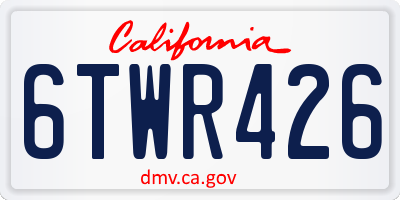 CA license plate 6TWR426