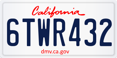 CA license plate 6TWR432