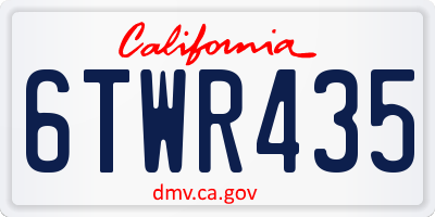 CA license plate 6TWR435