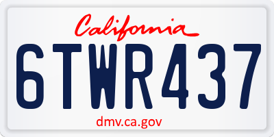 CA license plate 6TWR437