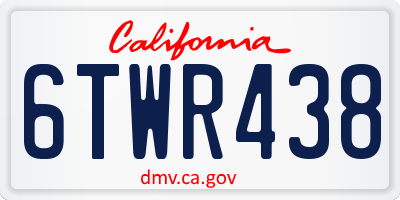 CA license plate 6TWR438