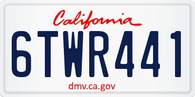 CA license plate 6TWR441