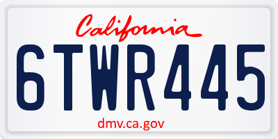 CA license plate 6TWR445