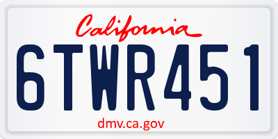 CA license plate 6TWR451