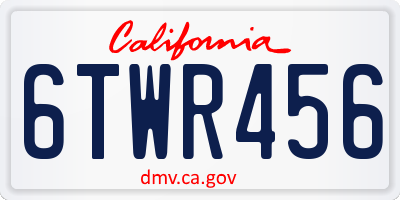 CA license plate 6TWR456