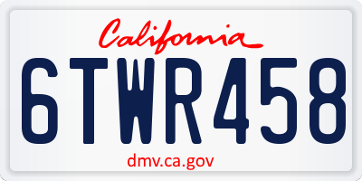 CA license plate 6TWR458