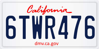 CA license plate 6TWR476