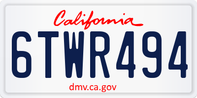CA license plate 6TWR494