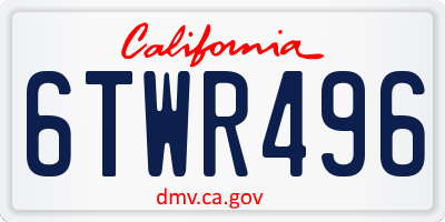 CA license plate 6TWR496
