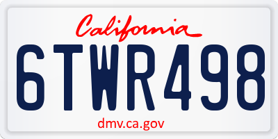 CA license plate 6TWR498