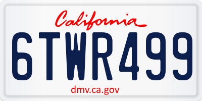 CA license plate 6TWR499